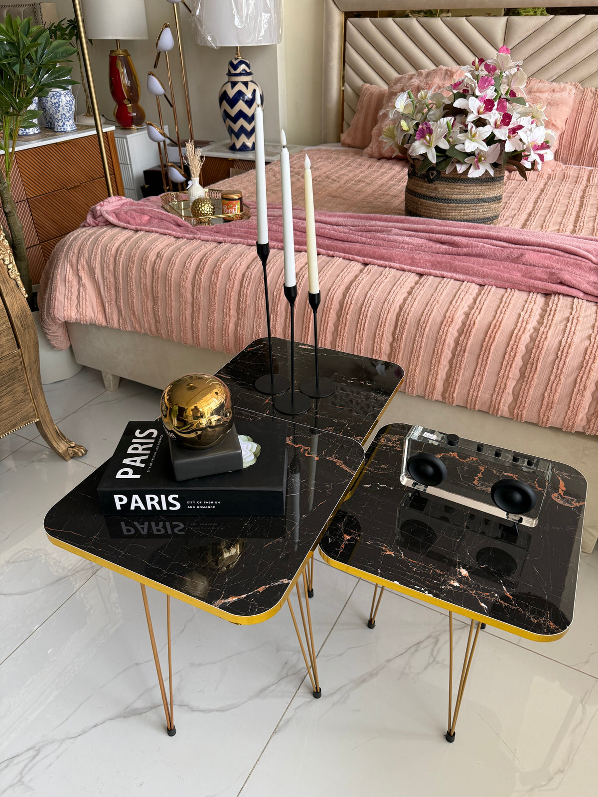 Square Black Glory nesting table set of 3
