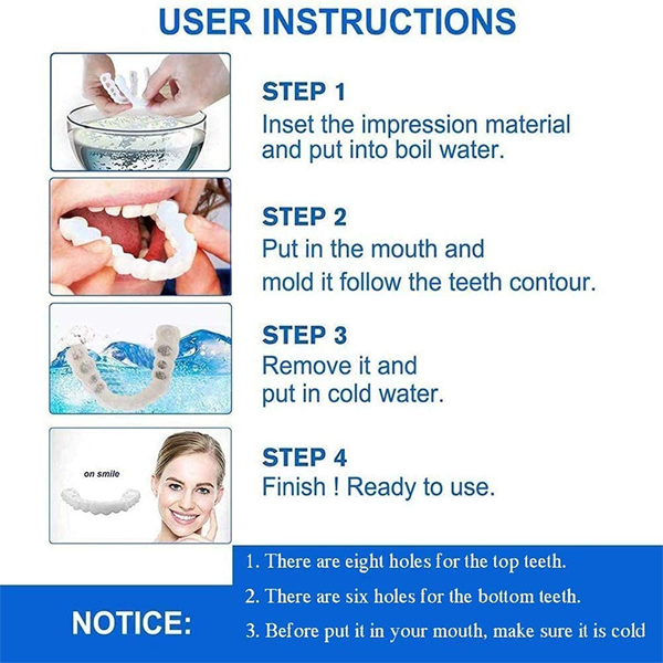 Snap-On Smile Teeth – Instant Perfect Smile | Natural White Veneers | Comfortable & Removable Teeth Cover